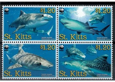 ST. KITTS 2007 Tiger Sharks 4v MNH**