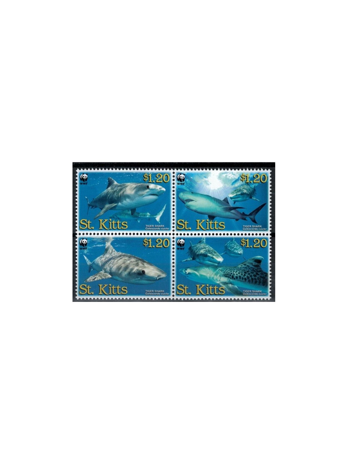 ST. KITTS 2007 Tiger Sharks 4v MNH**
