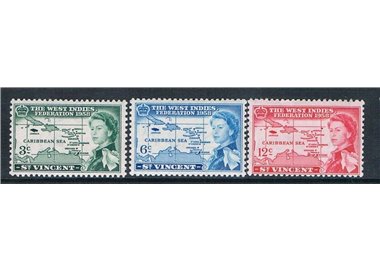 ST. VINCENT 1958 West Indies federation 3v MNH**