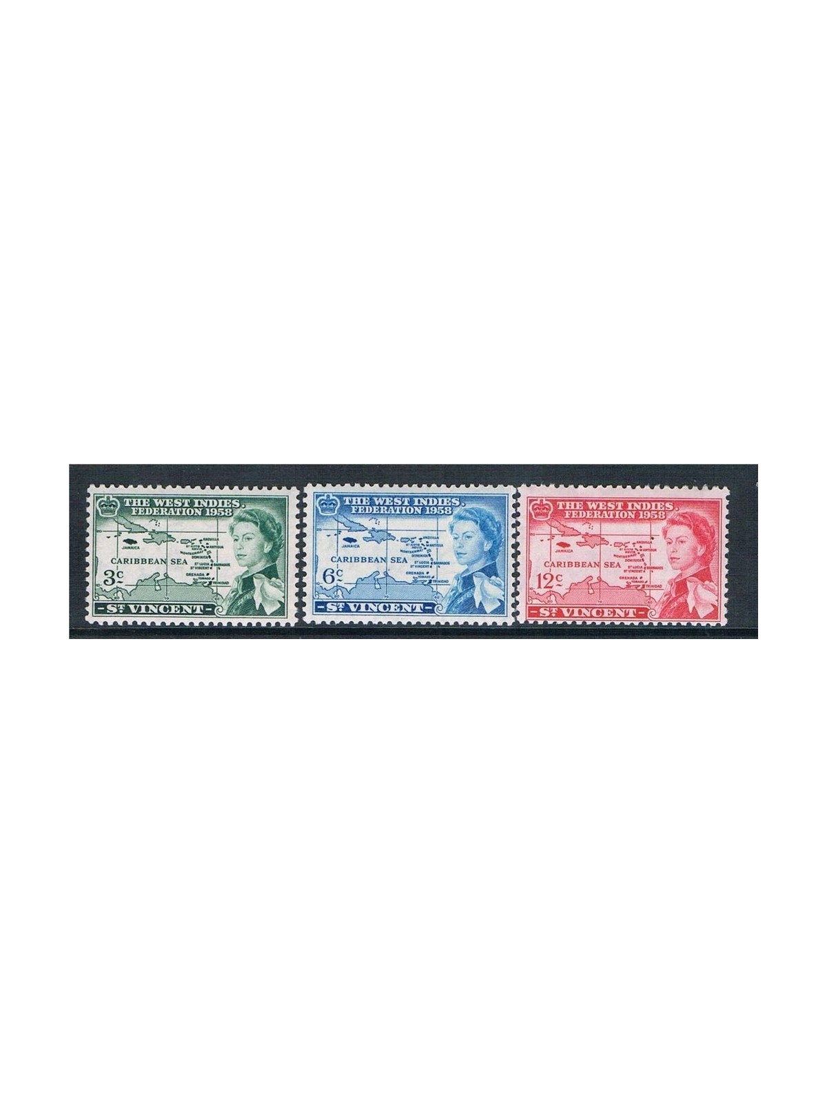 ST. VINCENT 1958 West Indies federation 3v MNH**