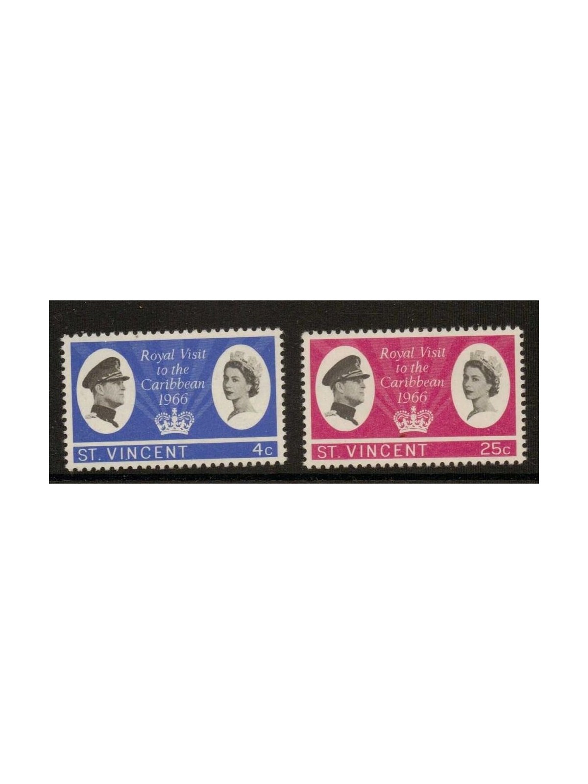 ST. VINCENT 1966 Royal visit 2v MNH**