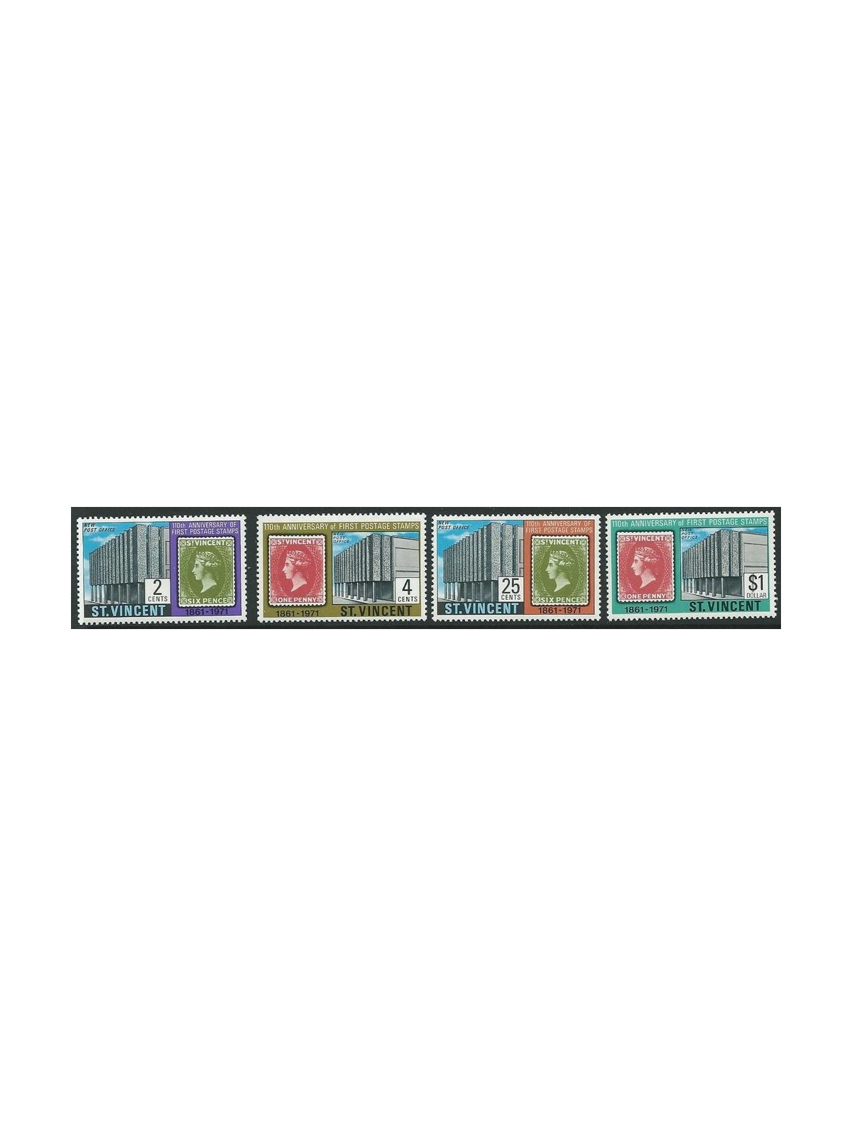 ST. VINCENT 1971 110 years stamps 4v MNH**