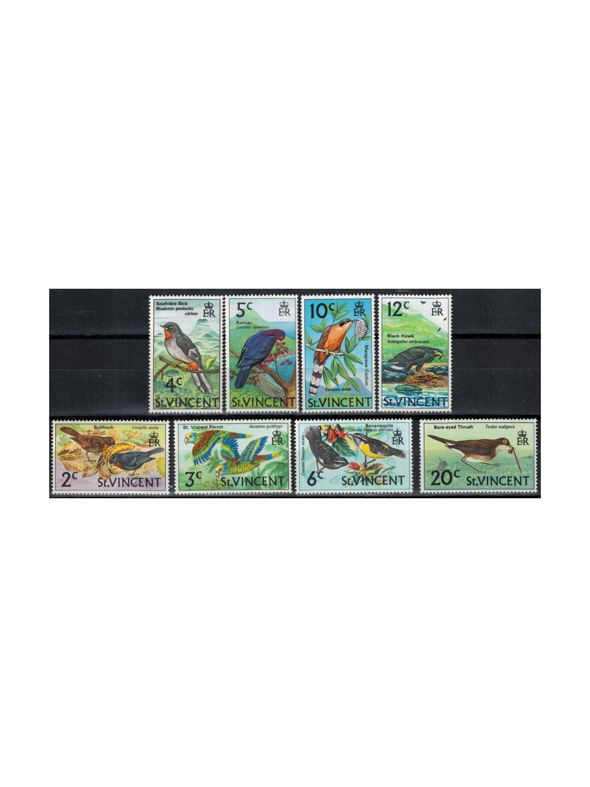 ST. VINCENT 1969-73 Serie ordinaria, uccelli 8v MNH**