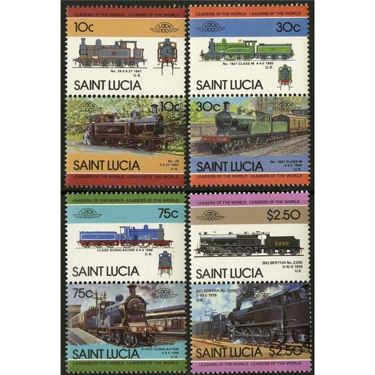 ST. LUCIA 1985 Treni, locomotive 8v MNH**