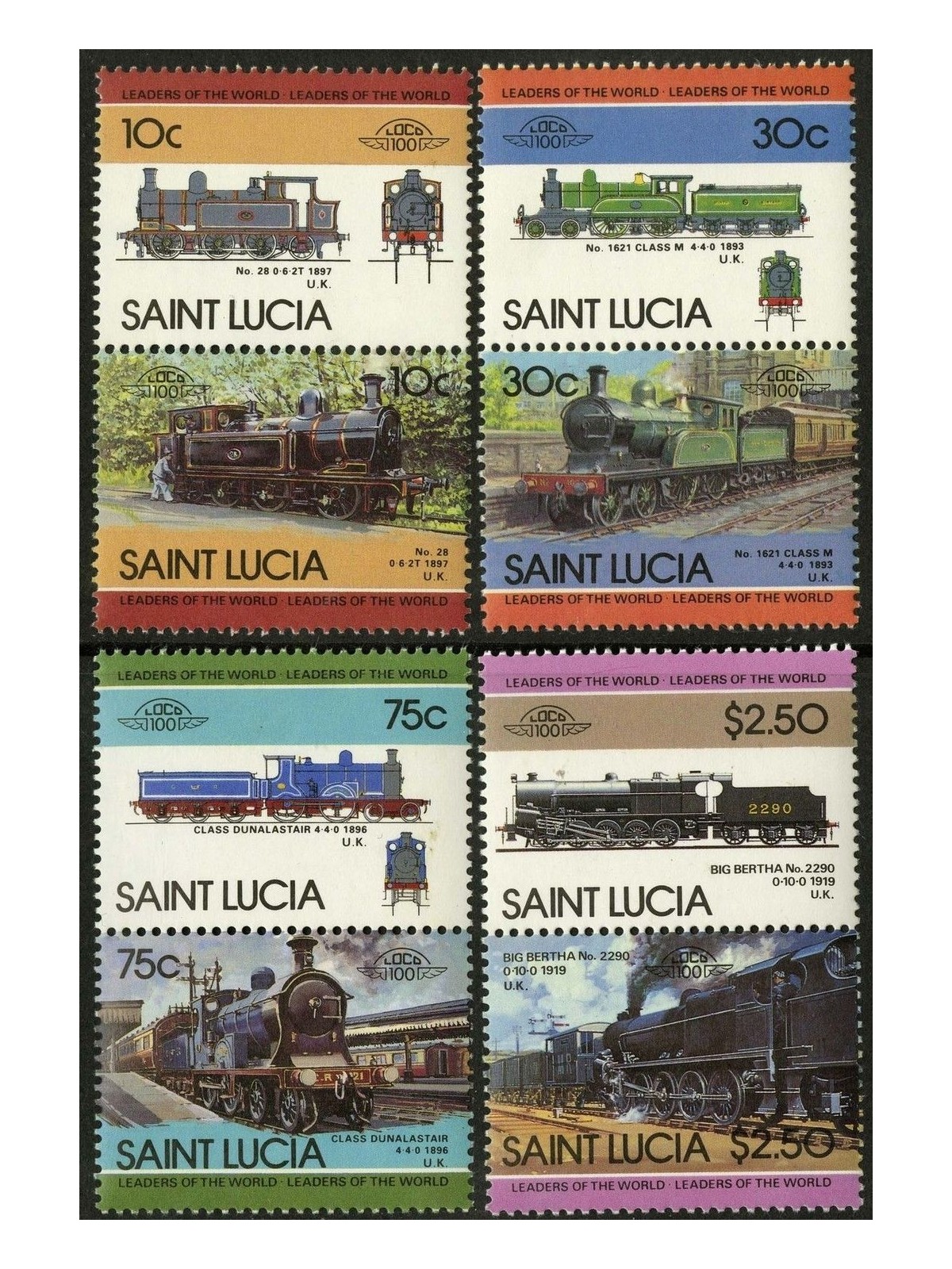 ST. LUCIA 1985 Treni, locomotive 8v MNH**