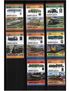 ST. LUCIA 1986 Trains, locomotives 16v MNH**