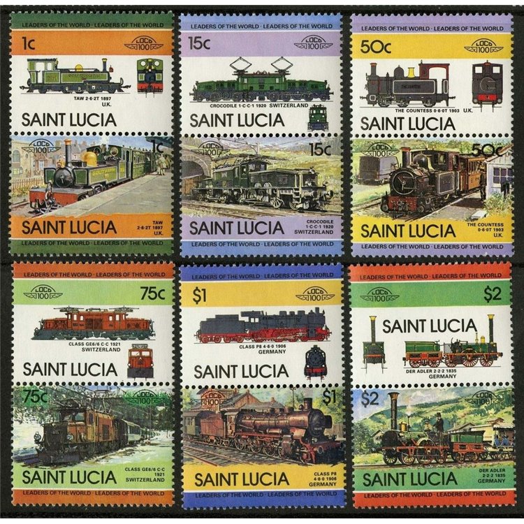 ST. LUCIA 1984 Trains, locomotives 12v MNH**