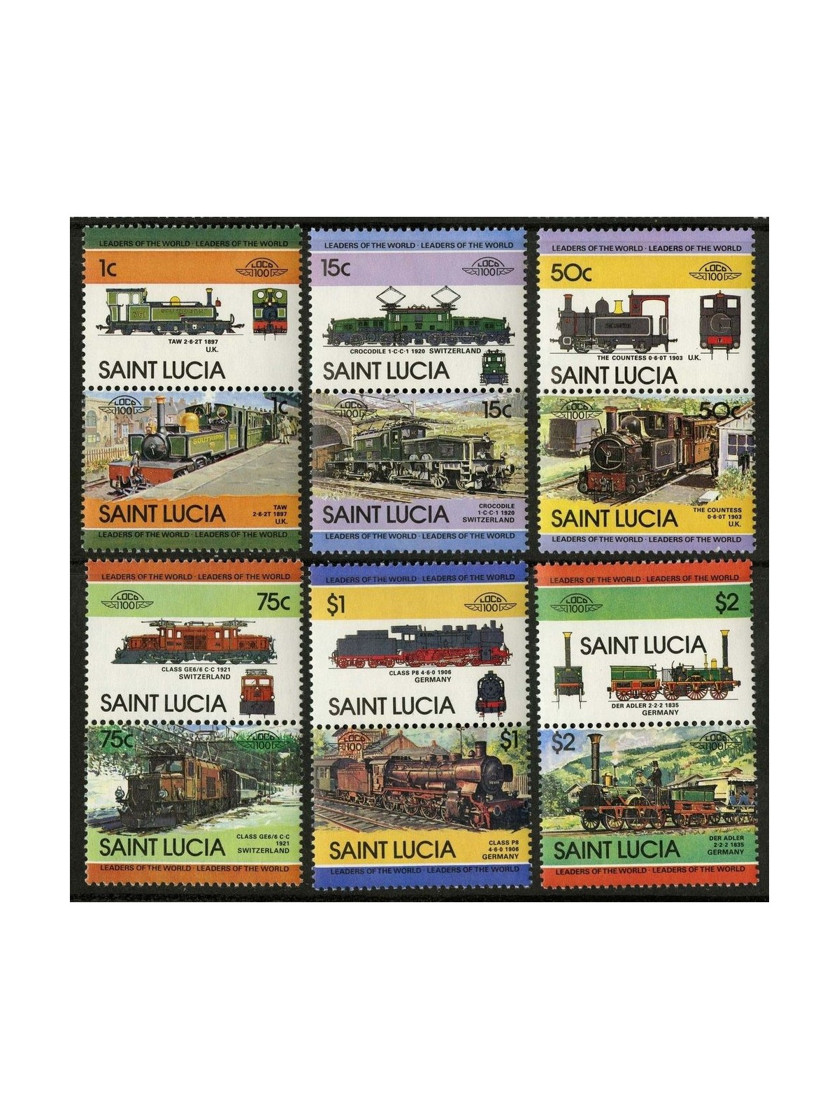 ST. LUCIA 1984 Treni, locomotive 12v MNH**