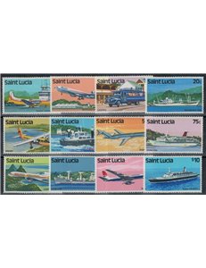 ST. LUCIA 1980 Serie ordinaria, mezzi di trasporto 12v MNH**
