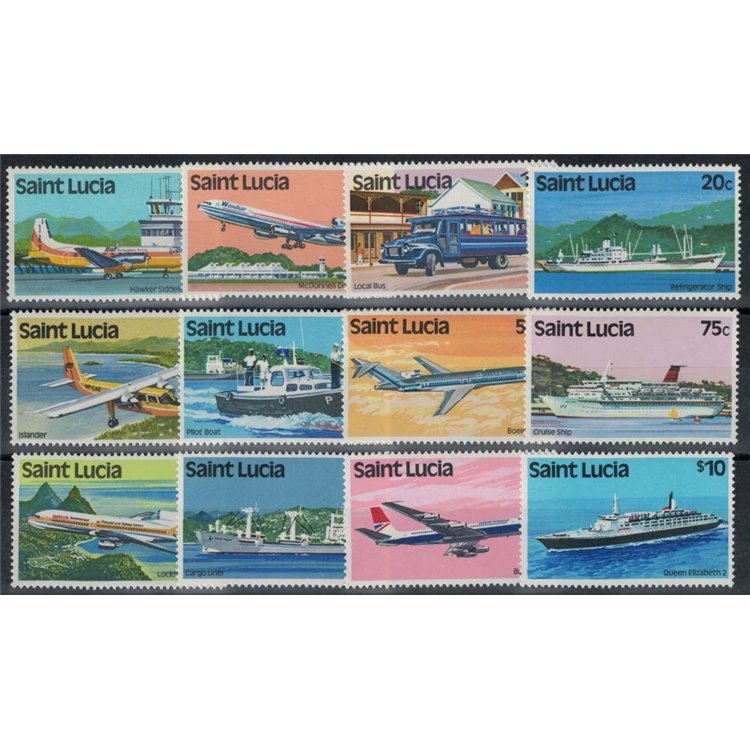 ST. LUCIA 1980 Ordinary set, means of transport 12v MNH**