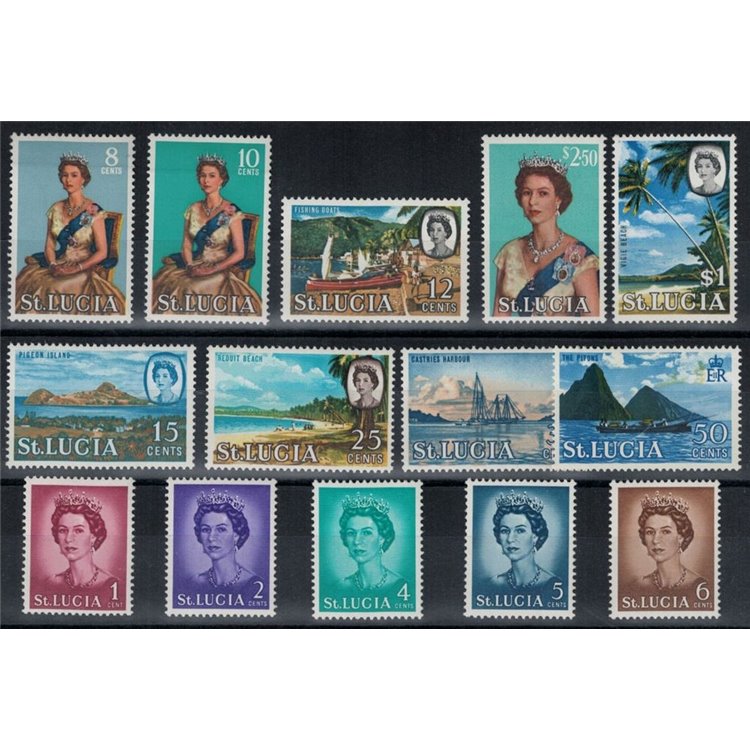 ST. LUCIA 1964 Ordinary set, Elizabeth II 14v MNH**