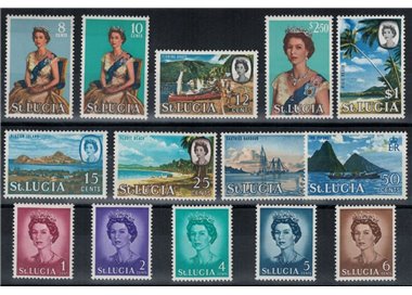 ST. LUCIA 1964 Ordinary set, Elizabeth II 14v MNH**