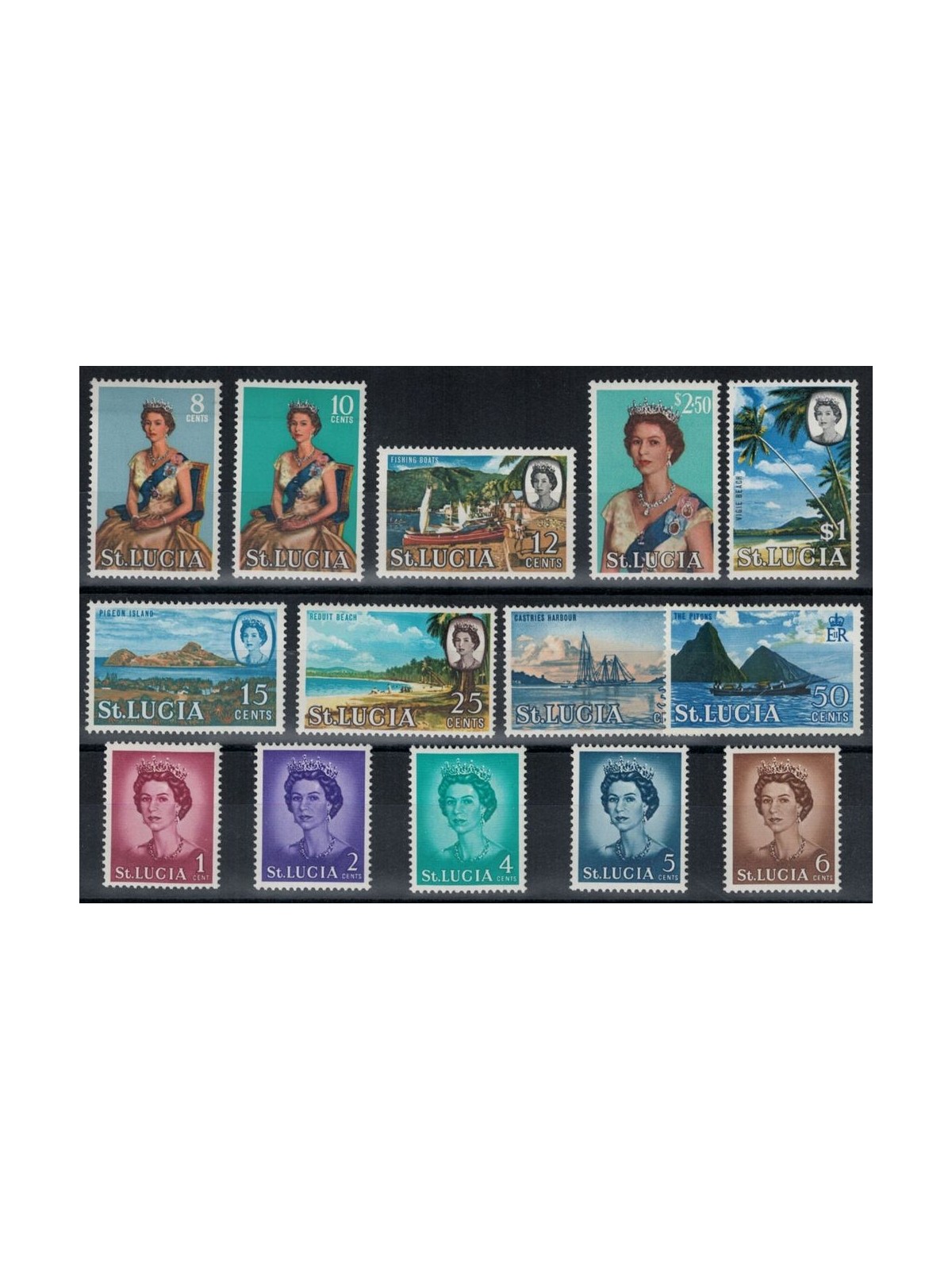 ST. LUCIA 1964 Ordinary set, Elizabeth II 14v MNH**