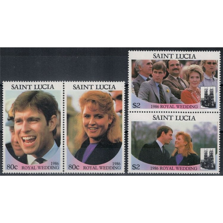 ST. LUCIA 1986 Royal Wedding, Andrew and Sarah 4v MNH**