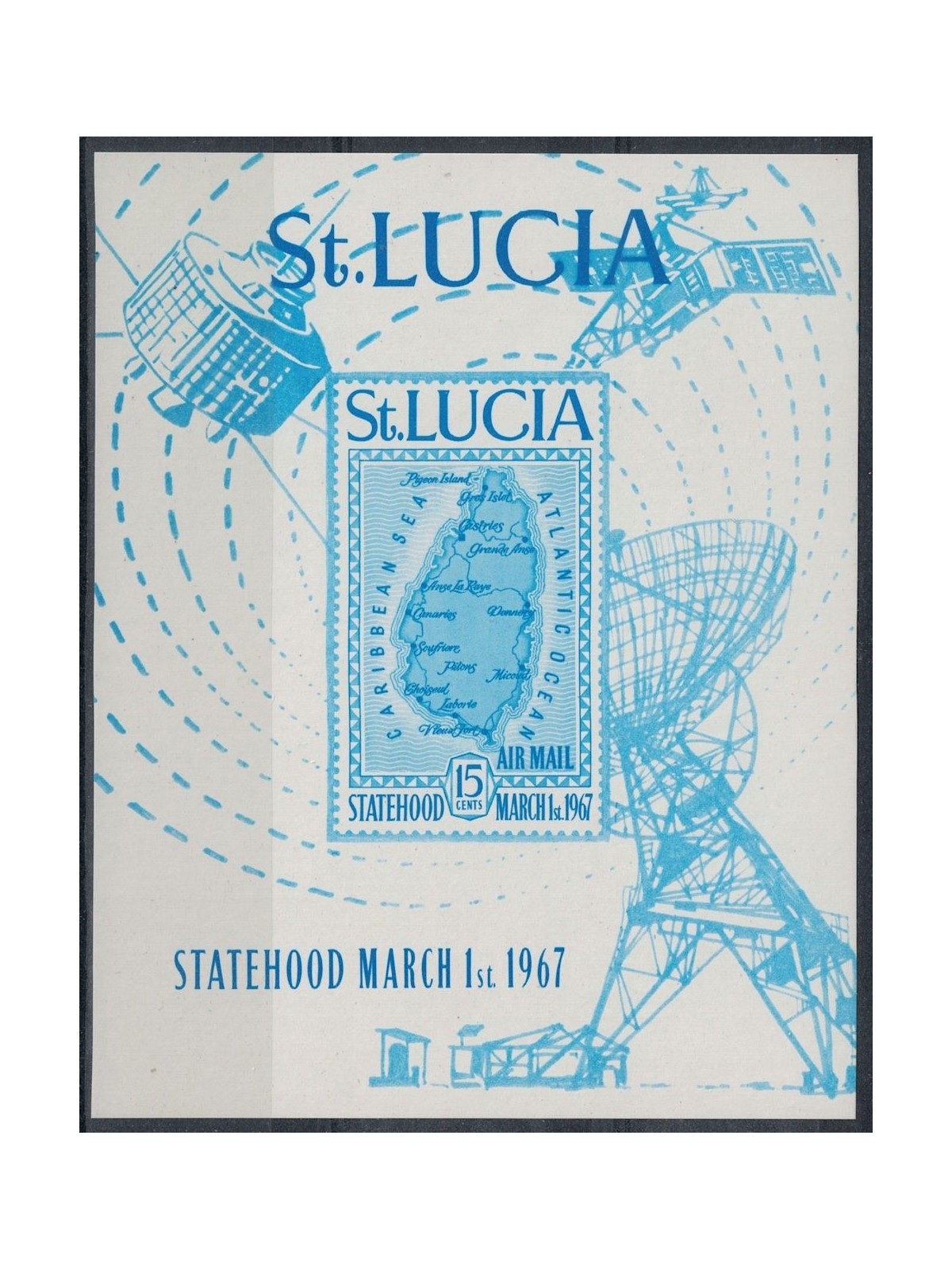 ST. LUCIA 1967 Associated Statehood (unissued) s/s MNH** ©