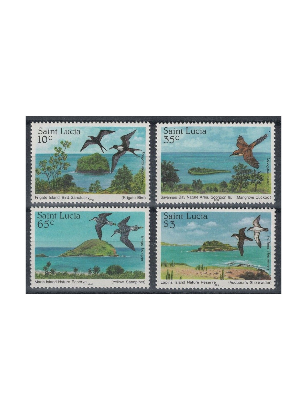ST. LUCIA 1985 Riserve naturali, uccelli 4v MNH**