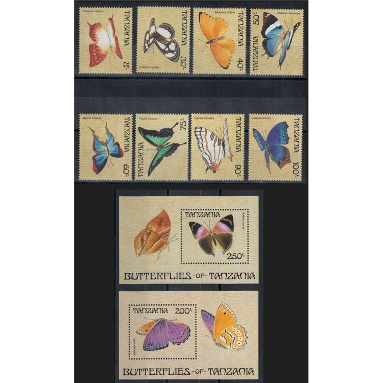 TANZANIA 1988 Fauna, butterflies 8v + 2 s/s MNH**