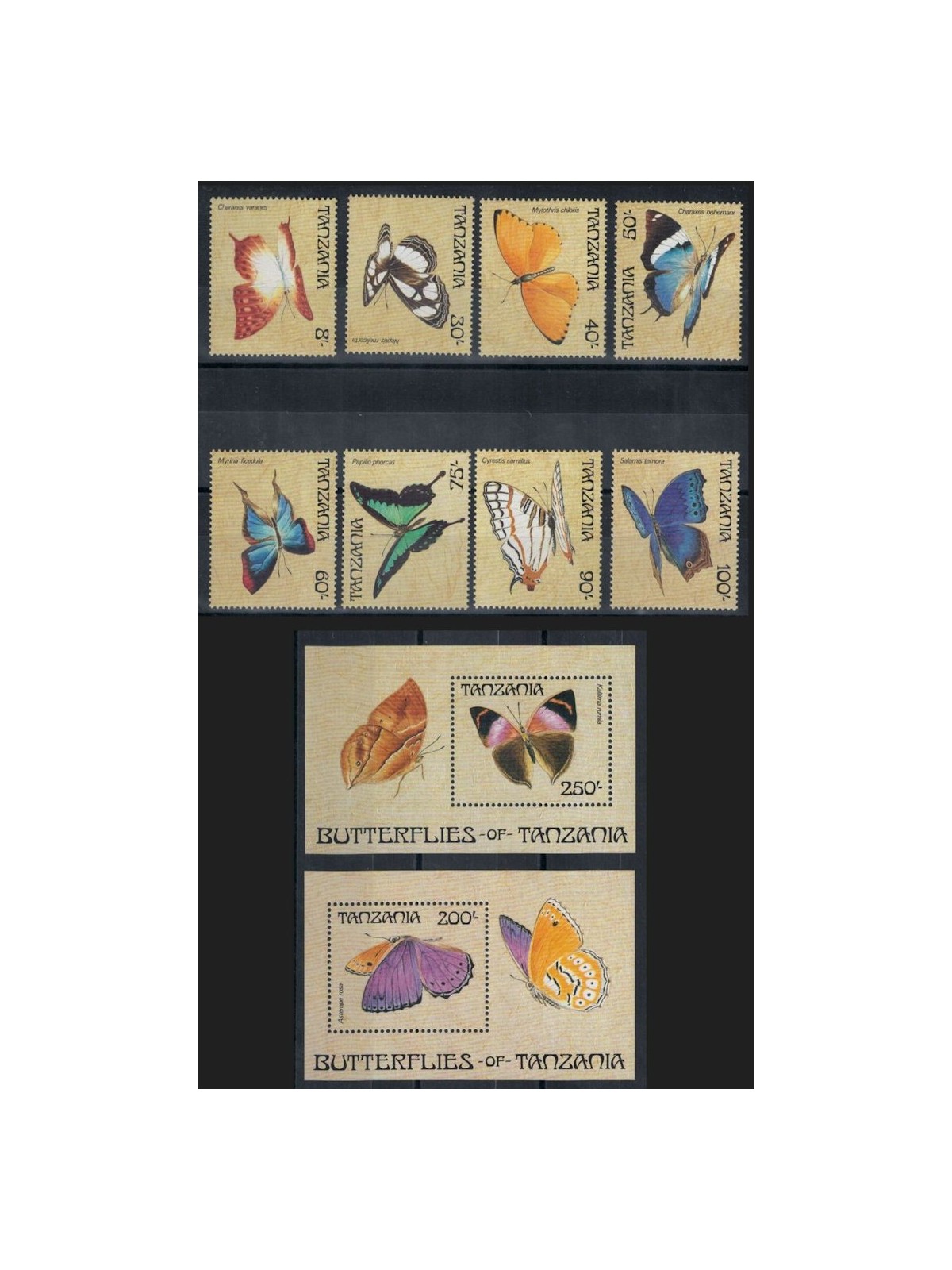 TANZANIA 1988 Fauna, butterflies 8v + 2 s/s MNH**
