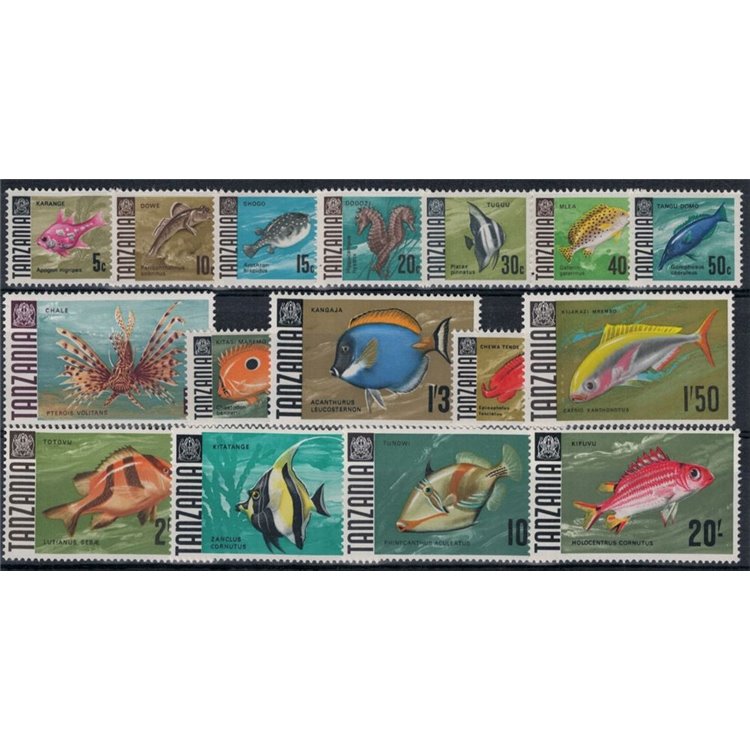 TANZANIA 1967 Ordinary series, Fish 16v MNH**