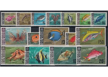 TANZANIA 1967 Ordinary series, Fish 16v MNH**