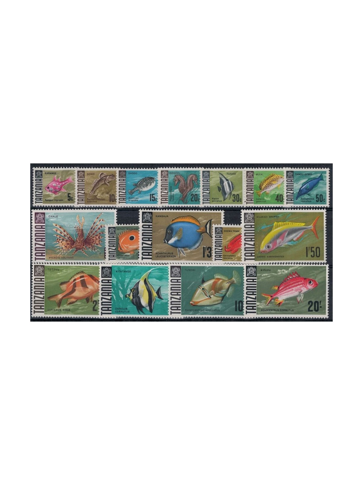 TANZANIA 1967 Ordinary series, Fish 16v MNH**