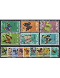 TANZANIA 1973 Fauna, farfalle 15v MNH**