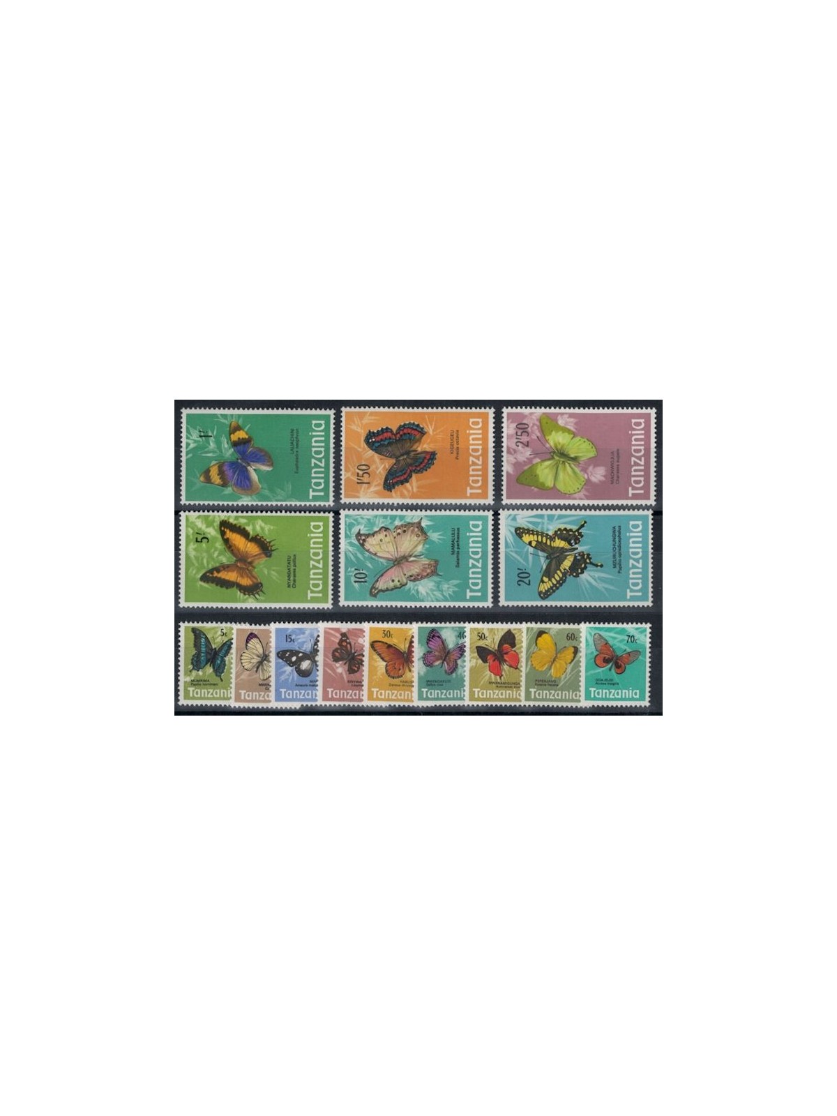 TANZANIA 1973 Fauna, farfalle 15v MNH**