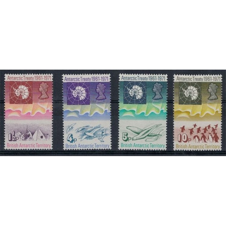 TERRITORIO ANTARTICO BRITANNICO 1971 Trattato Antartico 4v MNH**