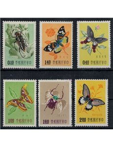 TAIWAN 1958 Insetti e farfalle 6v MNH**