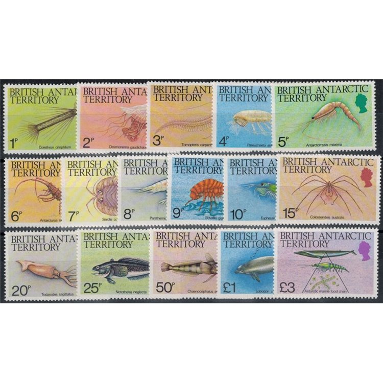 BRITISH ANTARCTIC TERRITORY 1984 Marine fauna 16v MNH**