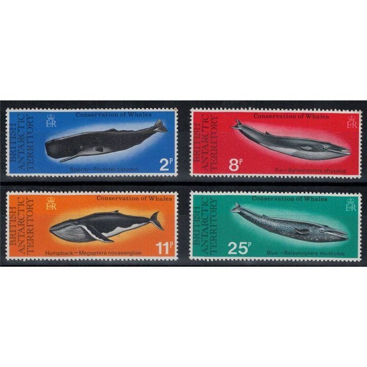BRITISH ANTARCTIC TERRITORY 1977 Whales 4v MNH**