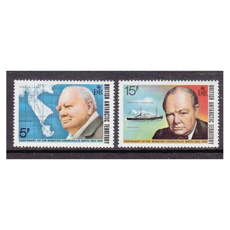 BRITISH ANTARCTIC TERRITORY 1974 Winston Churchill 2v MNH**