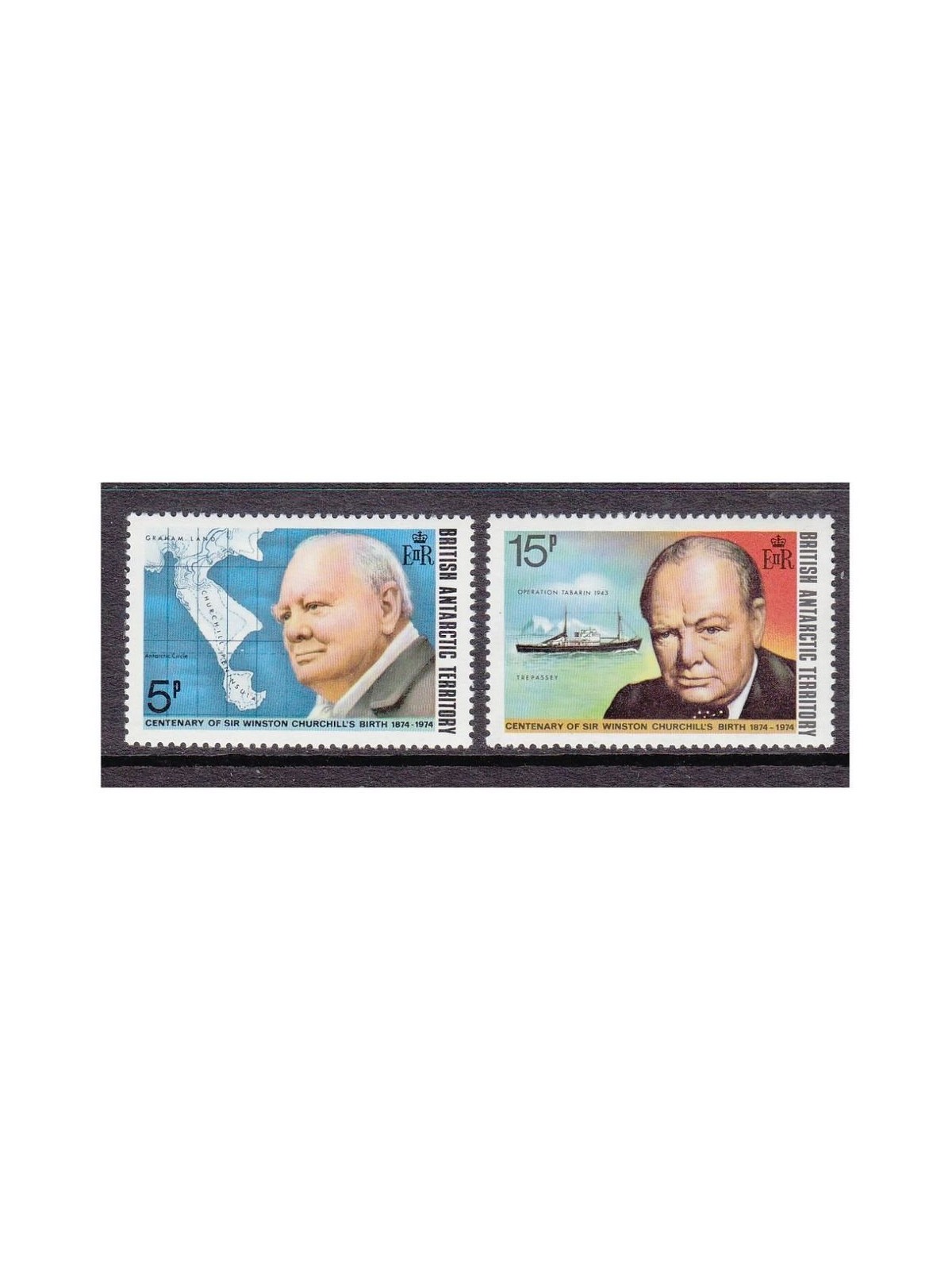 TERRITORIO ANTARTICO BRITANNICO 1974 Winston Churchill 2v MNH**