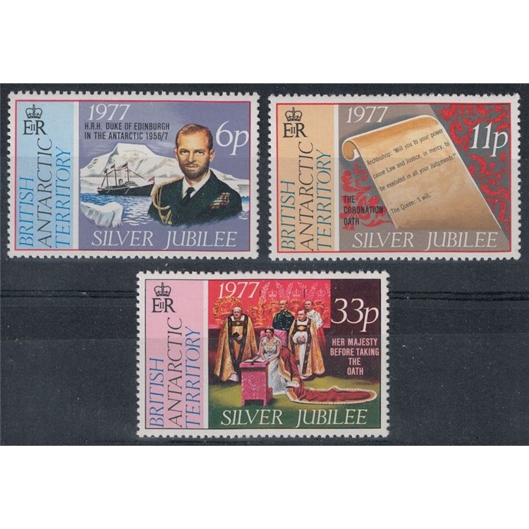 BRITISH ANTARCTIC TERRITORY 1977 Silver Jubilee 3v MNH**