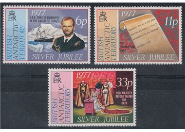 BRITISH ANTARCTIC TERRITORY 1977 Silver Jubilee 3v MNH**