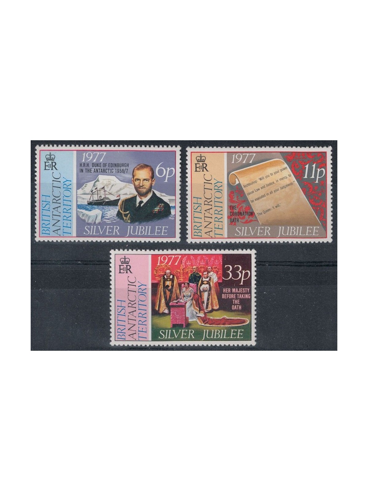 TERRITORIO ANTARTICO BRITANNICO 1977 Silver Jubilee 3v MNH**