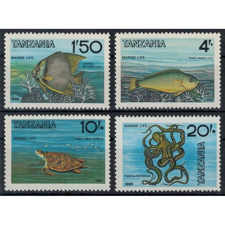 TANZANIA 1986 Vita marina, pesci 4v MNH**