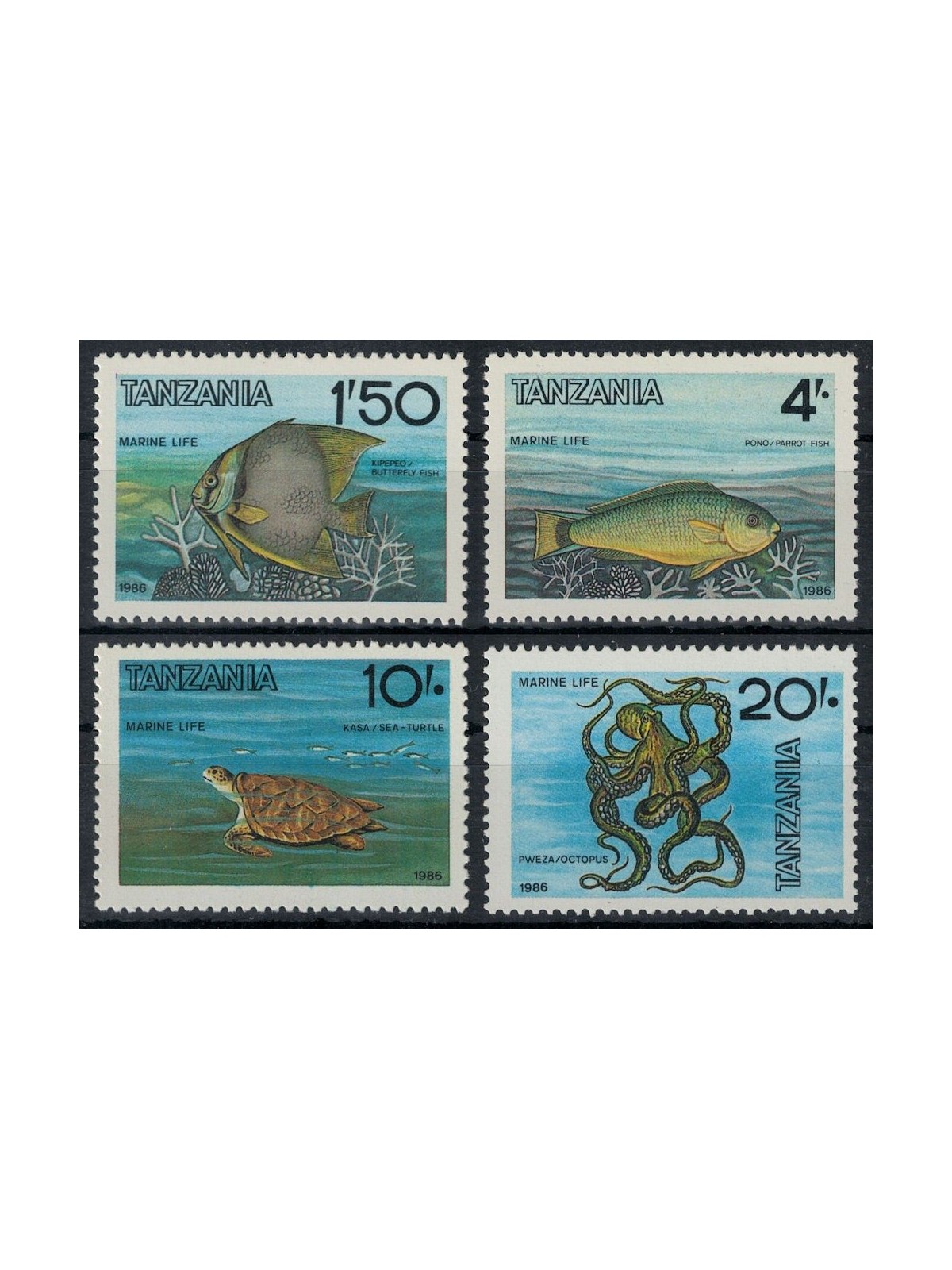 TANZANIA 1986 Marine life, fish 4v MNH**