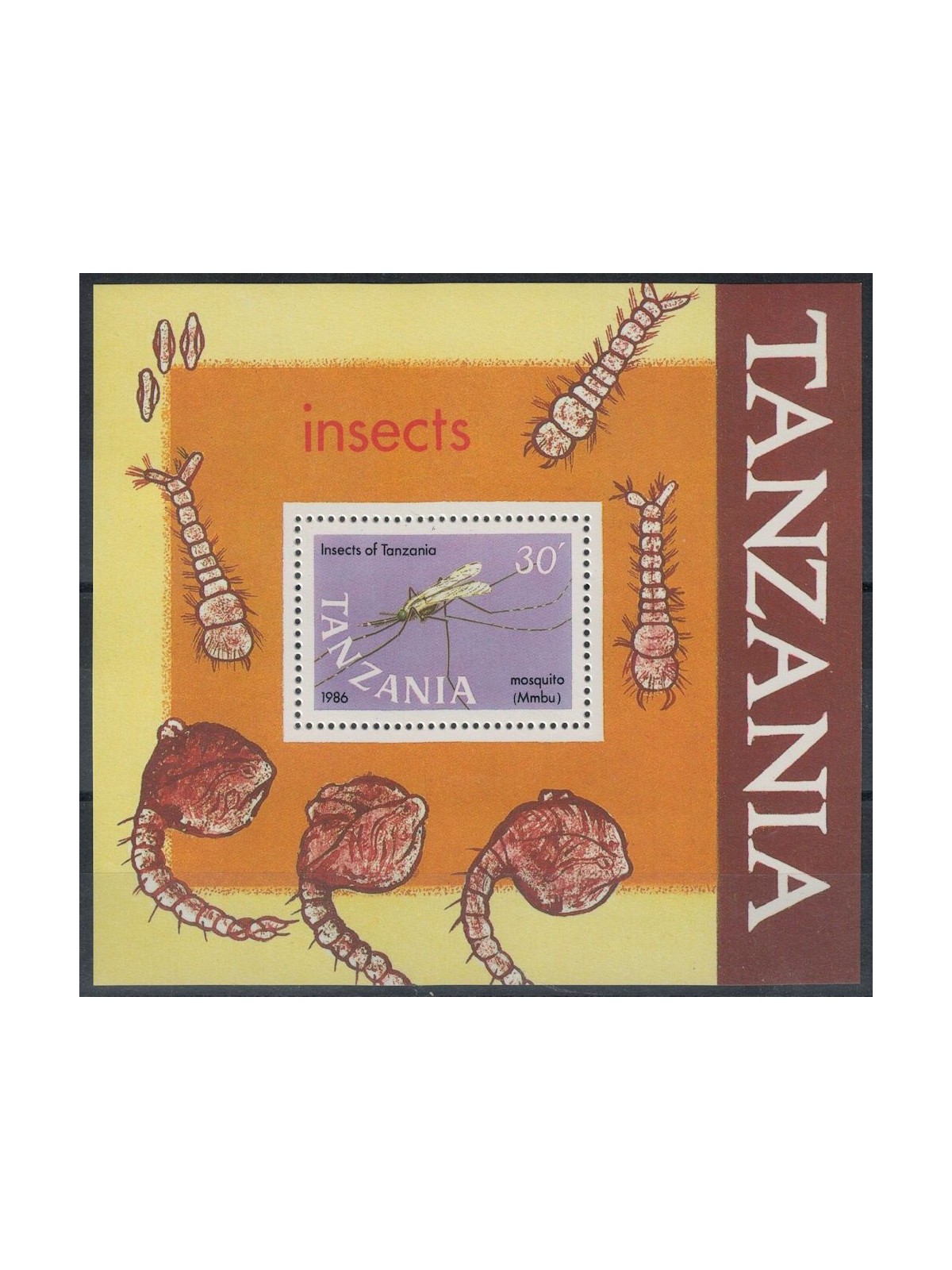 TANZANIA 1987 Fauna, insects s/s MNH**