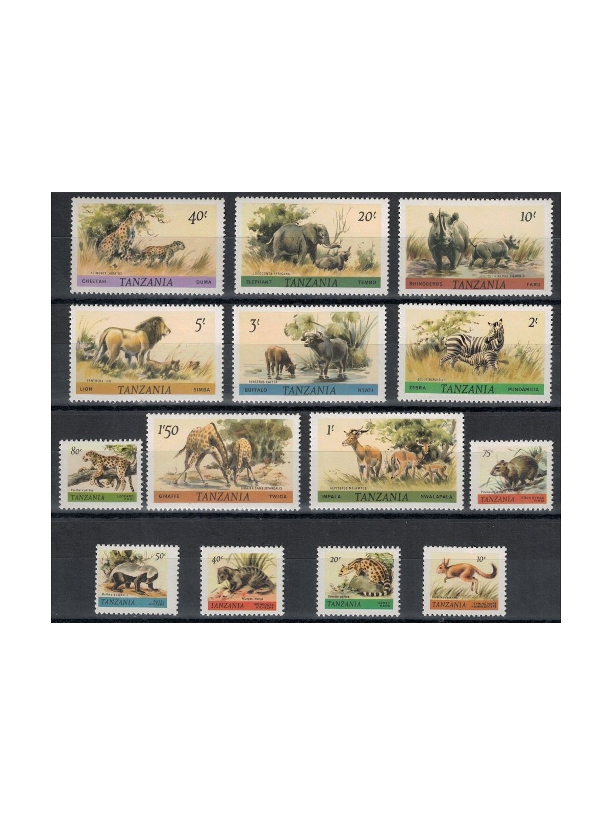 TANZANIA 1980 Ordinary set, animals 14v MNH**