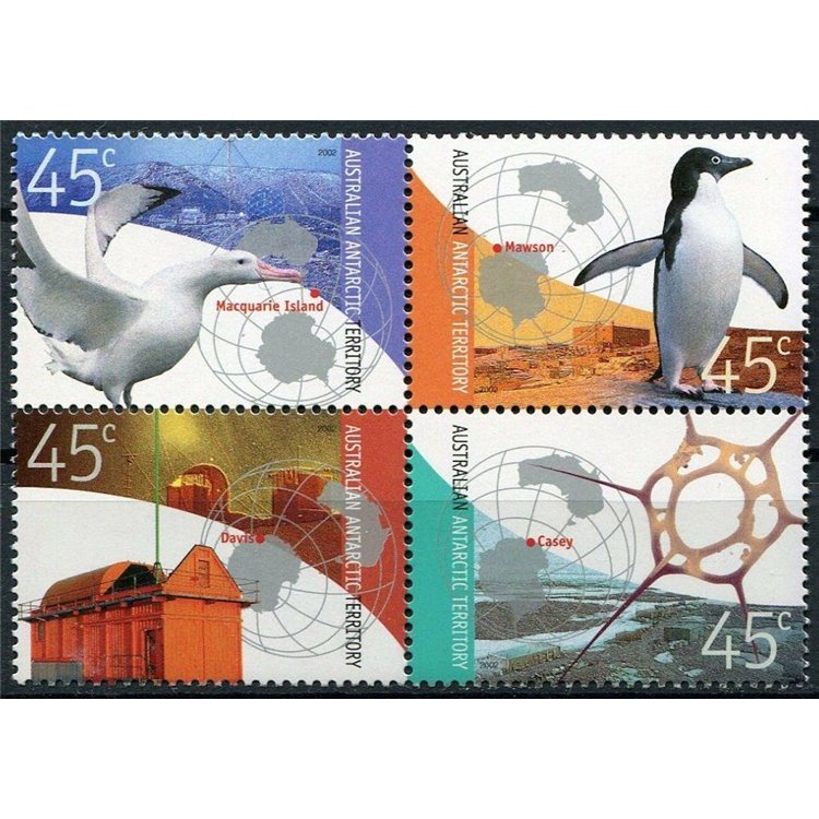 AUSTRALIAN ANTARCTIC TERRITORY 2002 Scientific Stations 4v MNH**