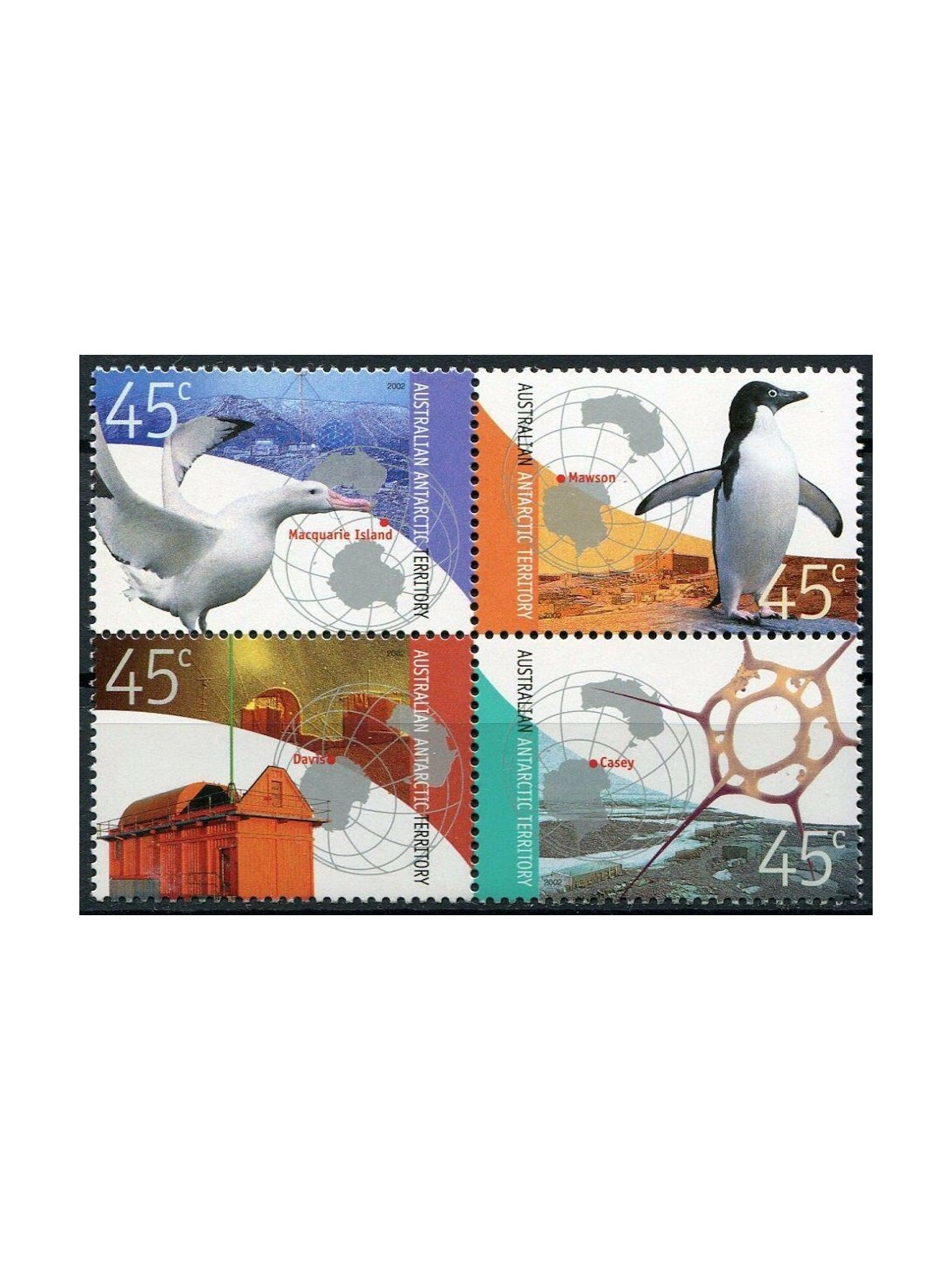 TERRITORIO ANTARTICO AUSTRALIANO 2002 Stazioni Scientifiche 4v MNH**