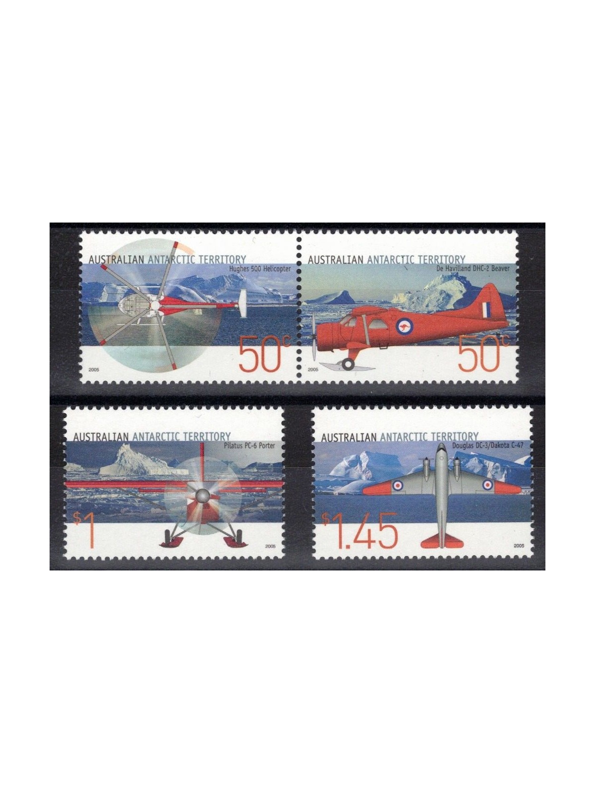 TERRITORIO ANTARTICO AUSTRALIANO 2005 Antichi Velivoli 4v MNH**