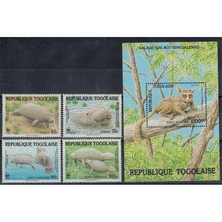 TOGO 1987 WWF Manatees 4v + 1 s/s MNH**