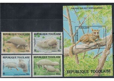 TOGO 1987 WWF Lamantini 4v + 1 BF MNH**