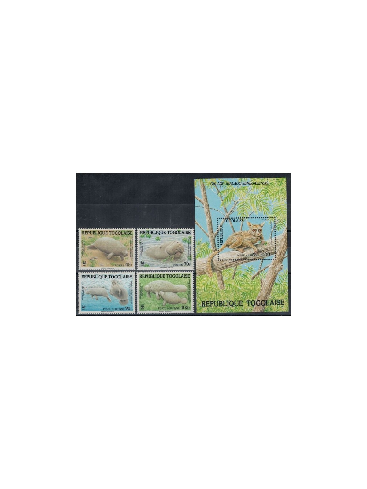TOGO 1987 WWF Lamantini 4v + 1 BF MNH**