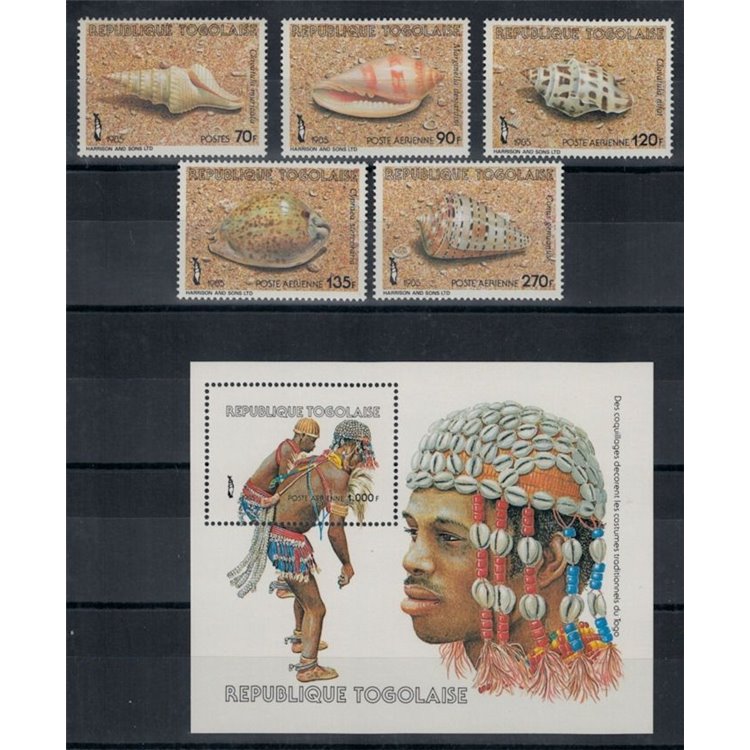 TOGO 1985 Shells 5v + 1 s/s MNH**