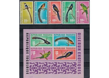 TOGO 1972 Exotic birds - Birds 5v + 1 s/s MNH**