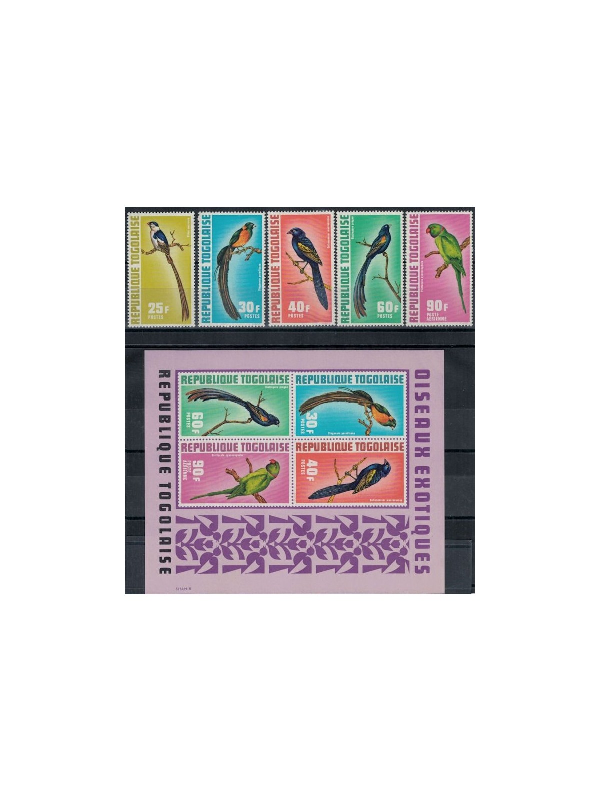 TOGO 1972 Uccelli esotici - Birds 5v + 1 BF MNH**
