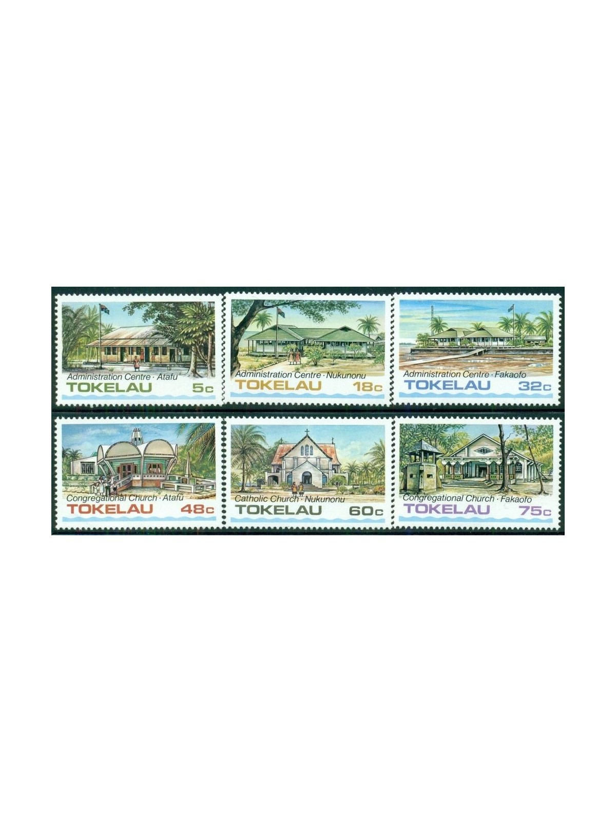 TOKELAU 1985 Buildings 6v MNH**